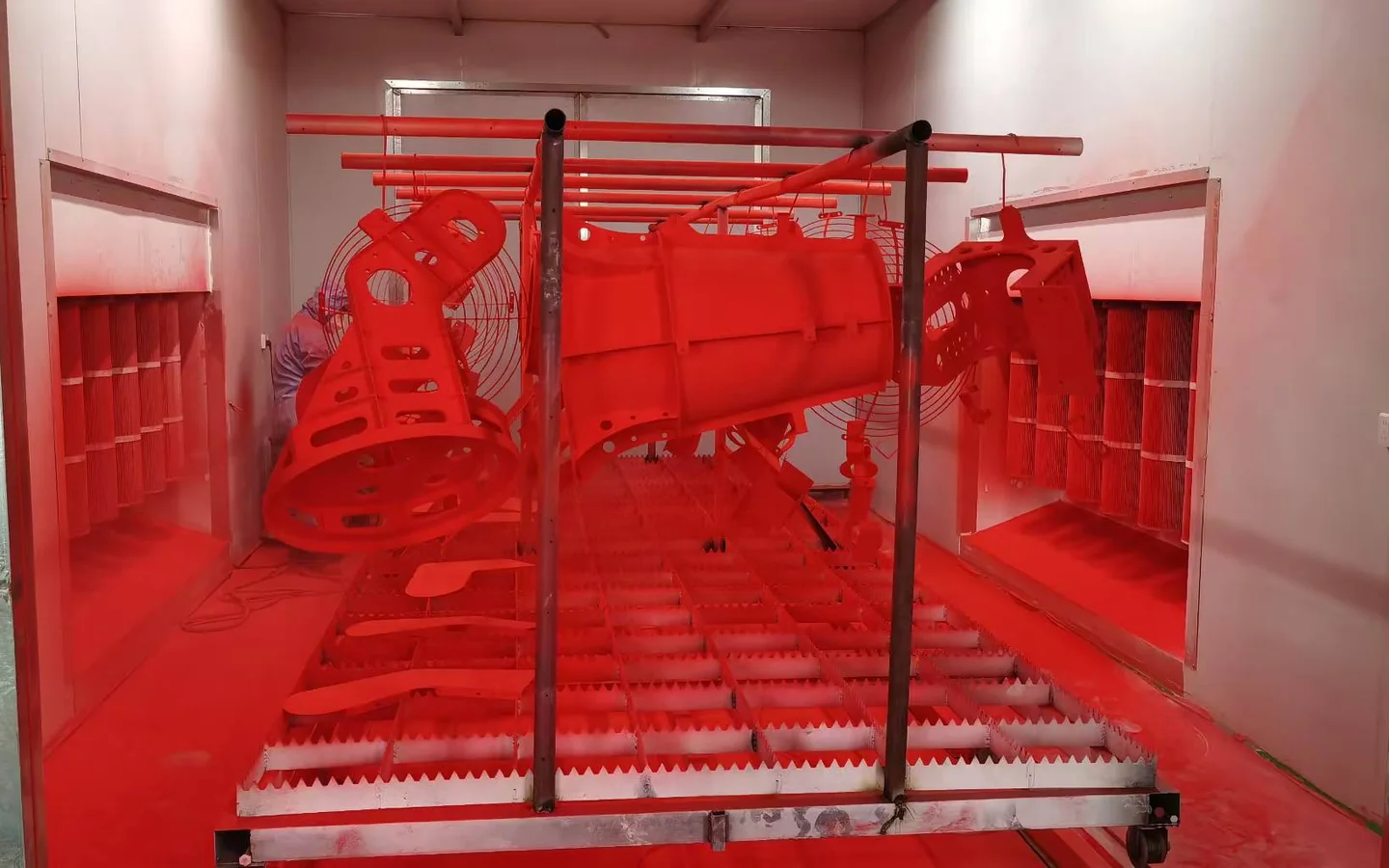 Electrostatic powder coating booth in Betterway workshop