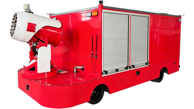 Wheeled fire-fighting robot front-left view